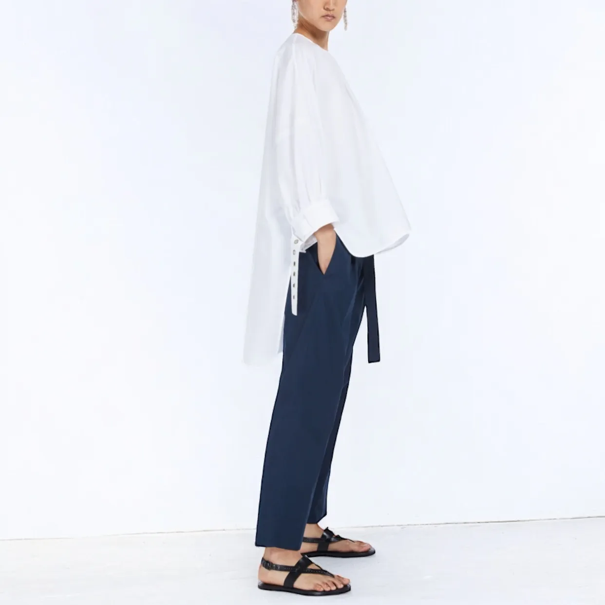 S Max Mara  |Cropped Plain Cotton Office Style Oversized Elegant Style