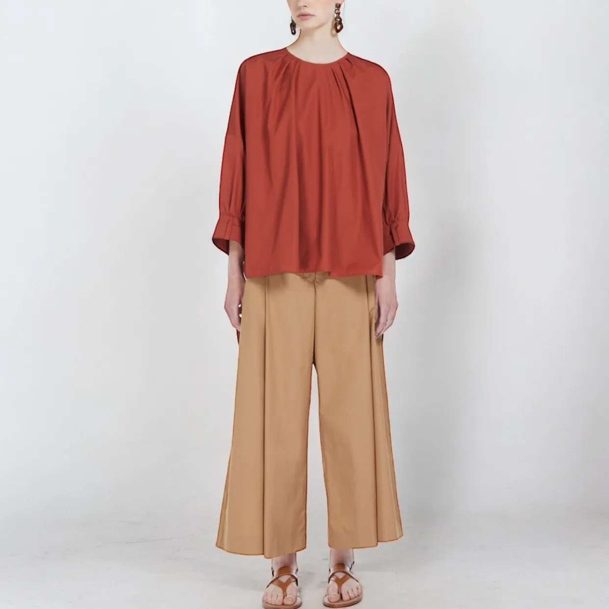 S Max Mara  |Cropped Plain Cotton Office Style Oversized Elegant Style