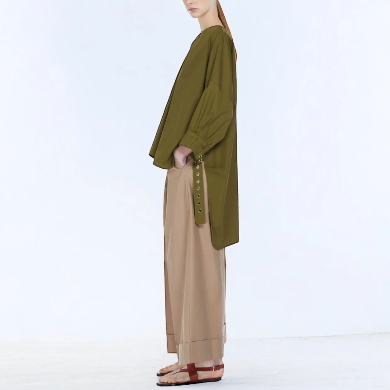 S Max Mara  |Cropped Plain Cotton Office Style Oversized Elegant Style