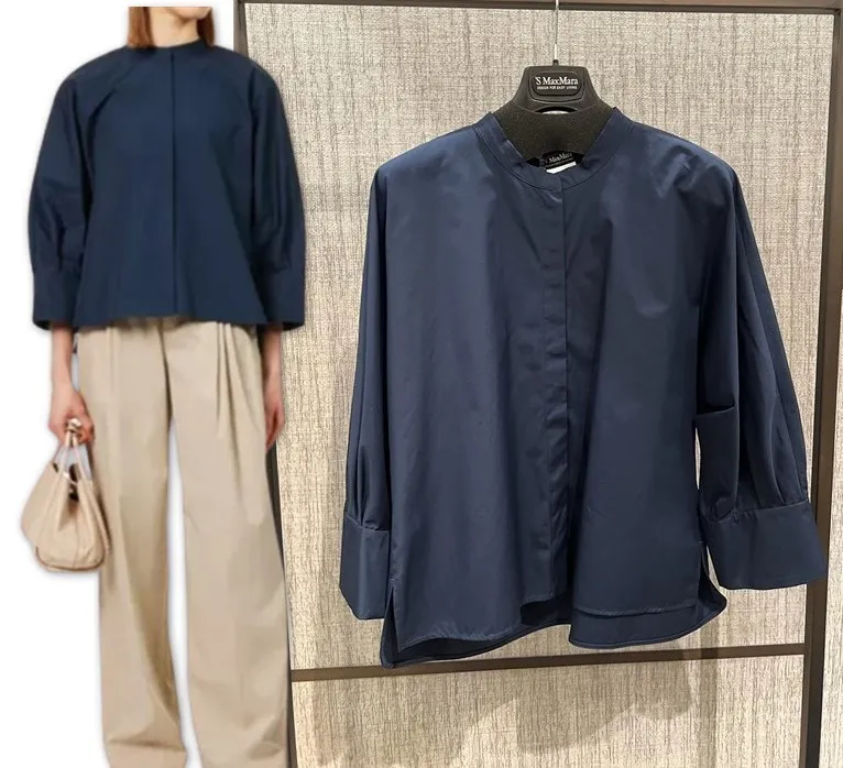 S Max Mara  |Plain Cotton Office Style Elegant Style Shirts & Blouses