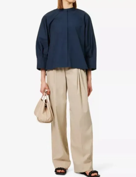 S Max Mara  |Plain Cotton Office Style Elegant Style Shirts & Blouses