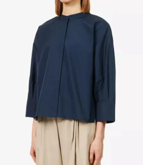 S Max Mara  |Plain Cotton Office Style Elegant Style Shirts & Blouses