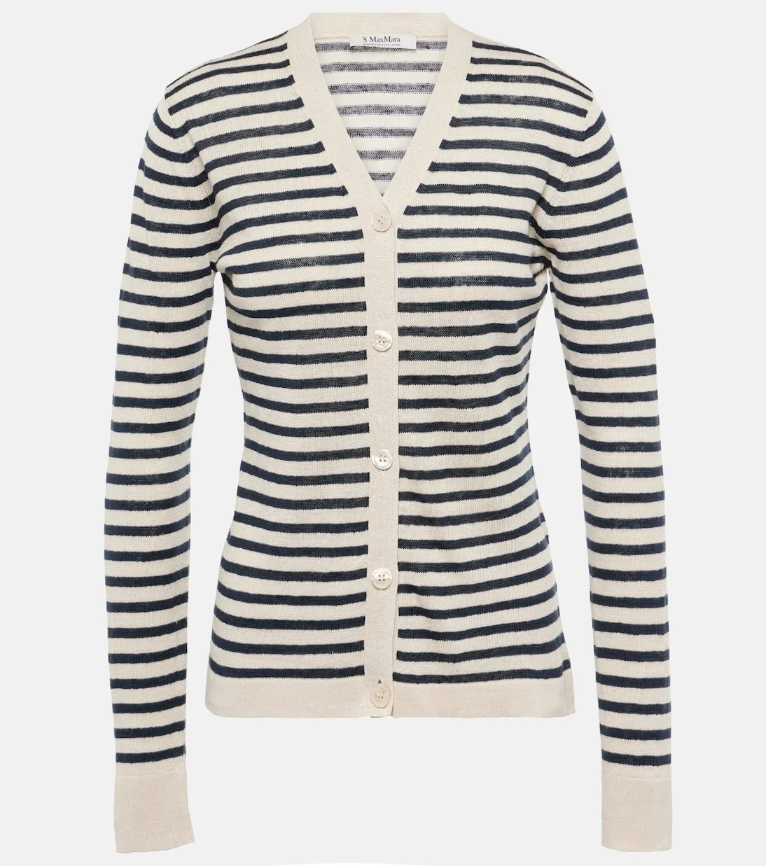 S Max Mara  |Stripes Casual Style Linen Long Sleeves Cardigans