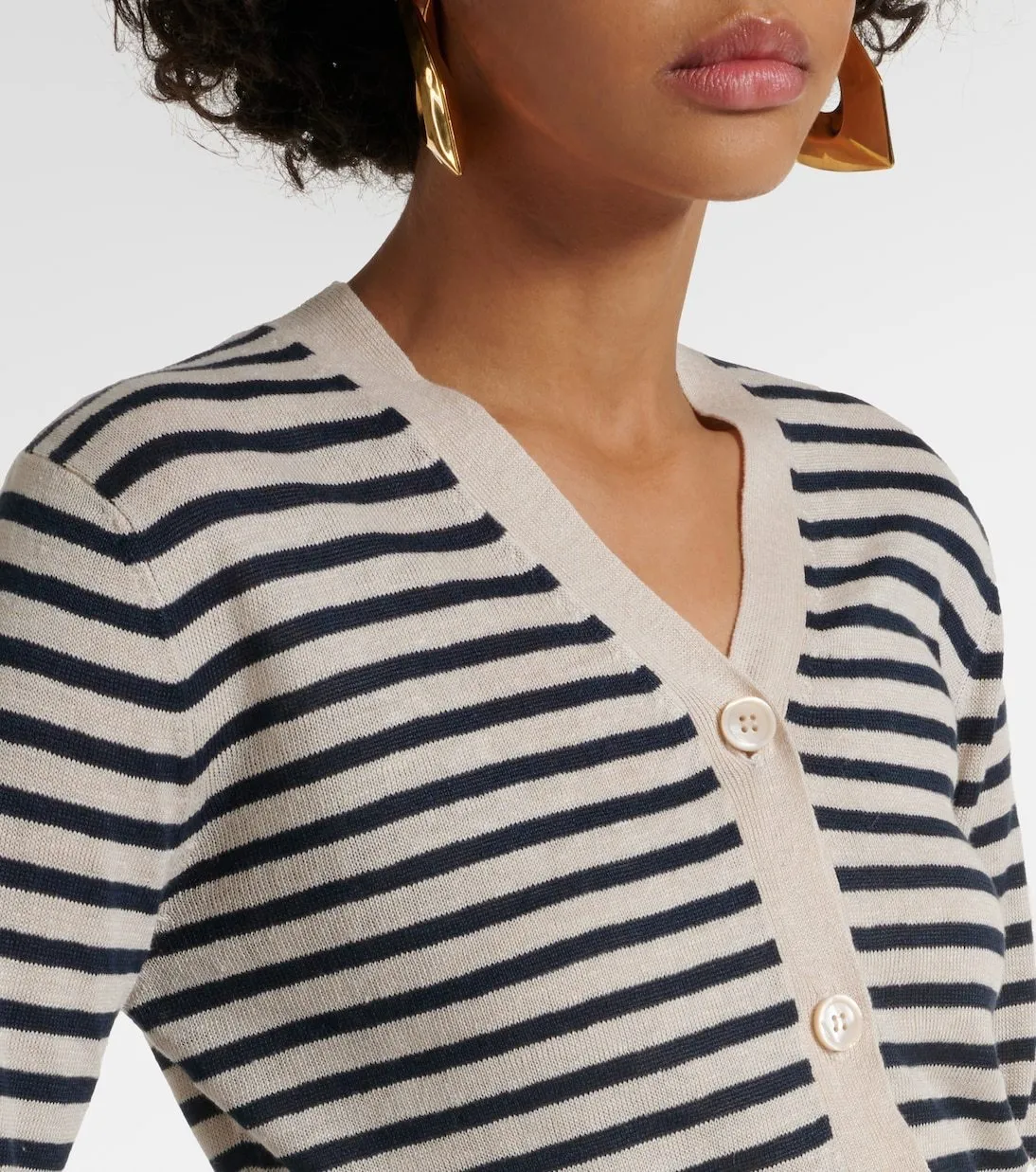 S Max Mara  |Stripes Casual Style Linen Long Sleeves Cardigans