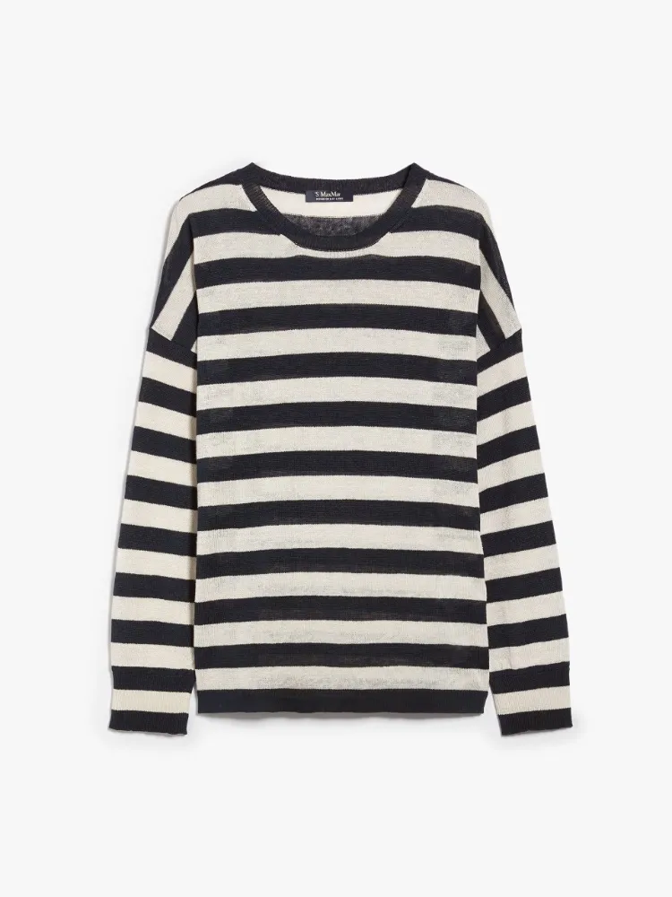 S Max Mara  |Stripes Casual Style Linen Long Sleeves Office Style