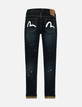 Seagull Print Slim Fit Denim Jeans #2010