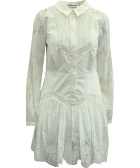 Self-Portrait Self Portrait Lace Trimmed Dress in White Cotton