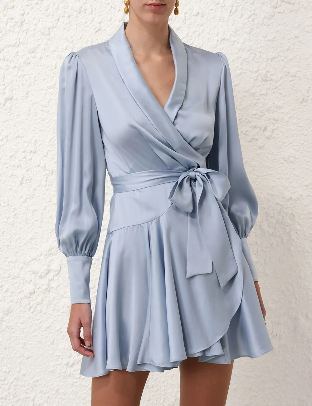 Silk Wrap Mini Dress