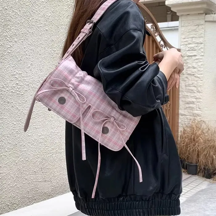 Soft Girl Plaid Mini Shoulder Bag