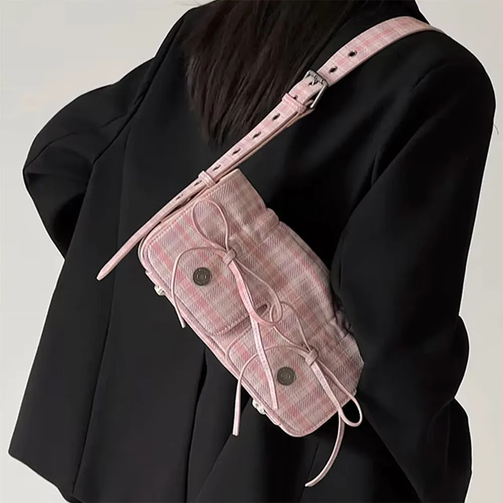 Soft Girl Plaid Mini Shoulder Bag