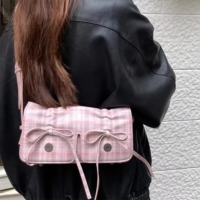 Soft Girl Plaid Mini Shoulder Bag