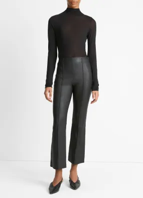 Stretch-Leather Crop Flare Pant