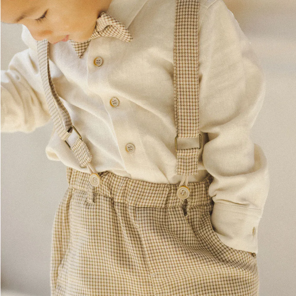 Suspender Pant - Golden Houndstooth