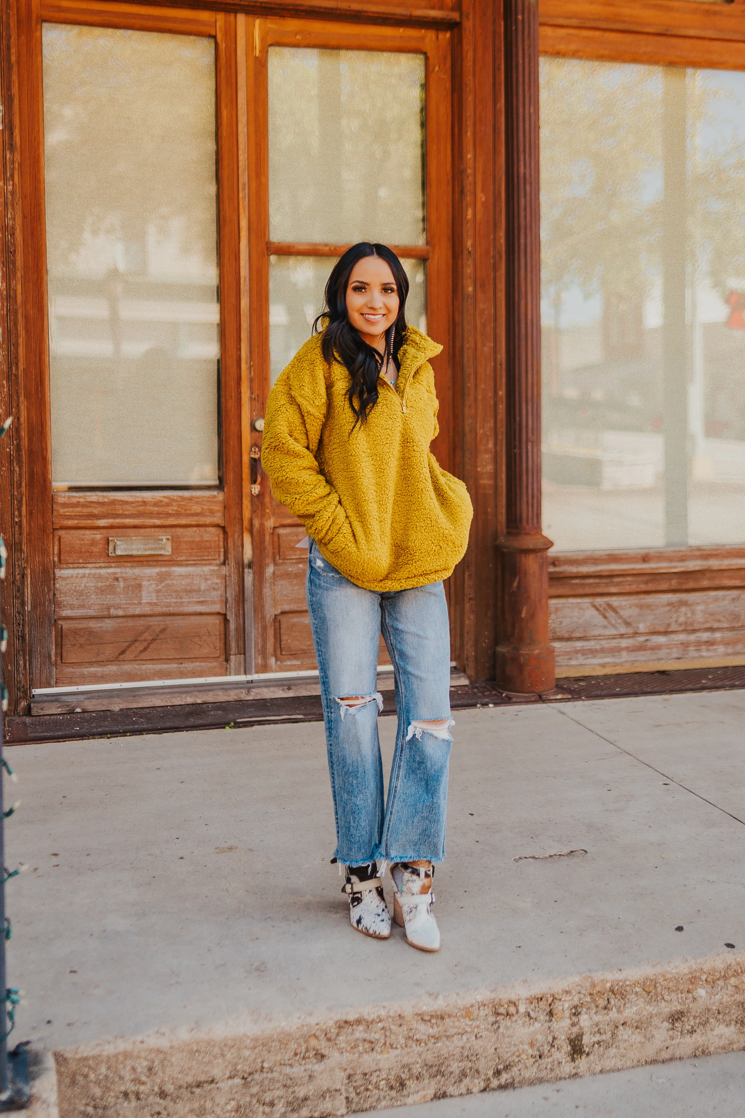 The Ethan Pullover Jacket in Olive Mustard