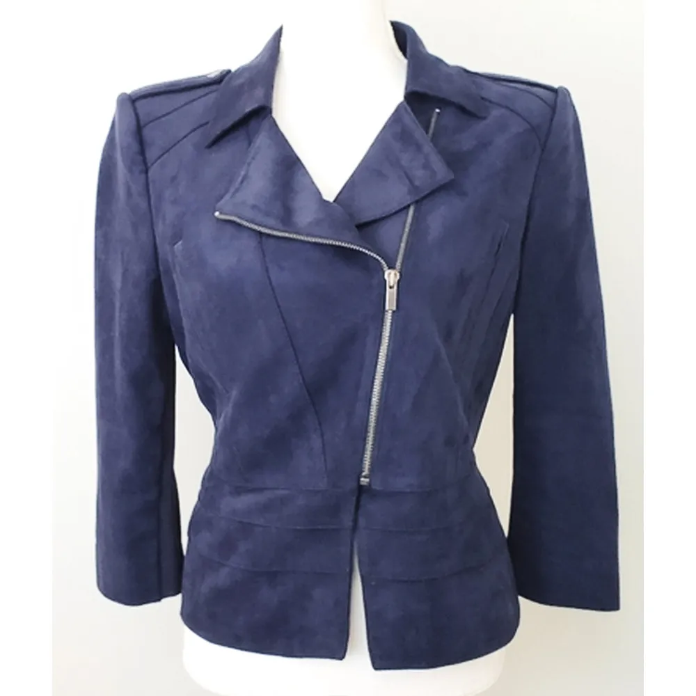 The Vampire Diaries S05 Nina Dobrev Navy Suede Jacket