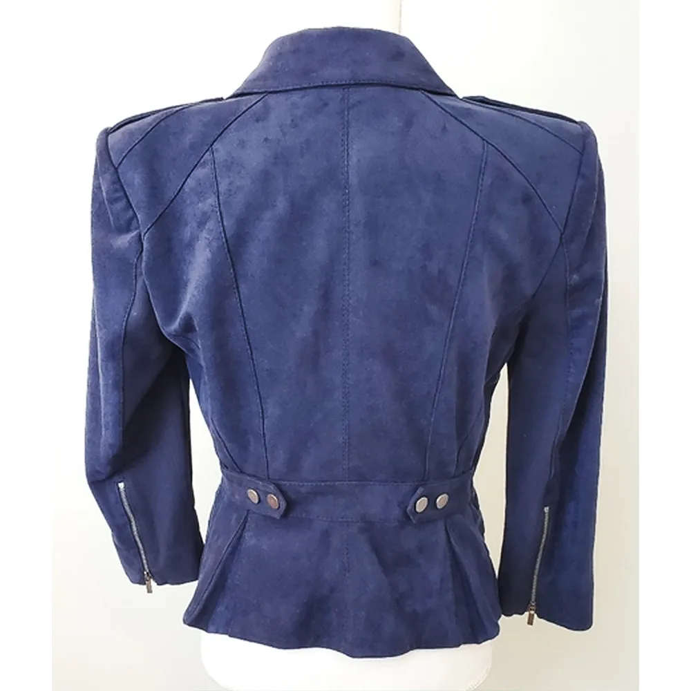 The Vampire Diaries S05 Nina Dobrev Navy Suede Jacket