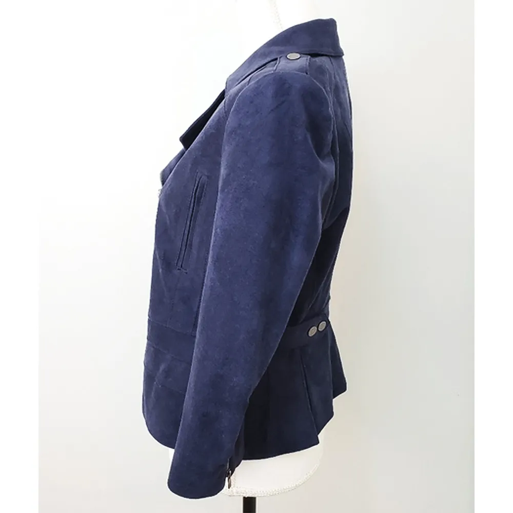 The Vampire Diaries S05 Nina Dobrev Navy Suede Jacket