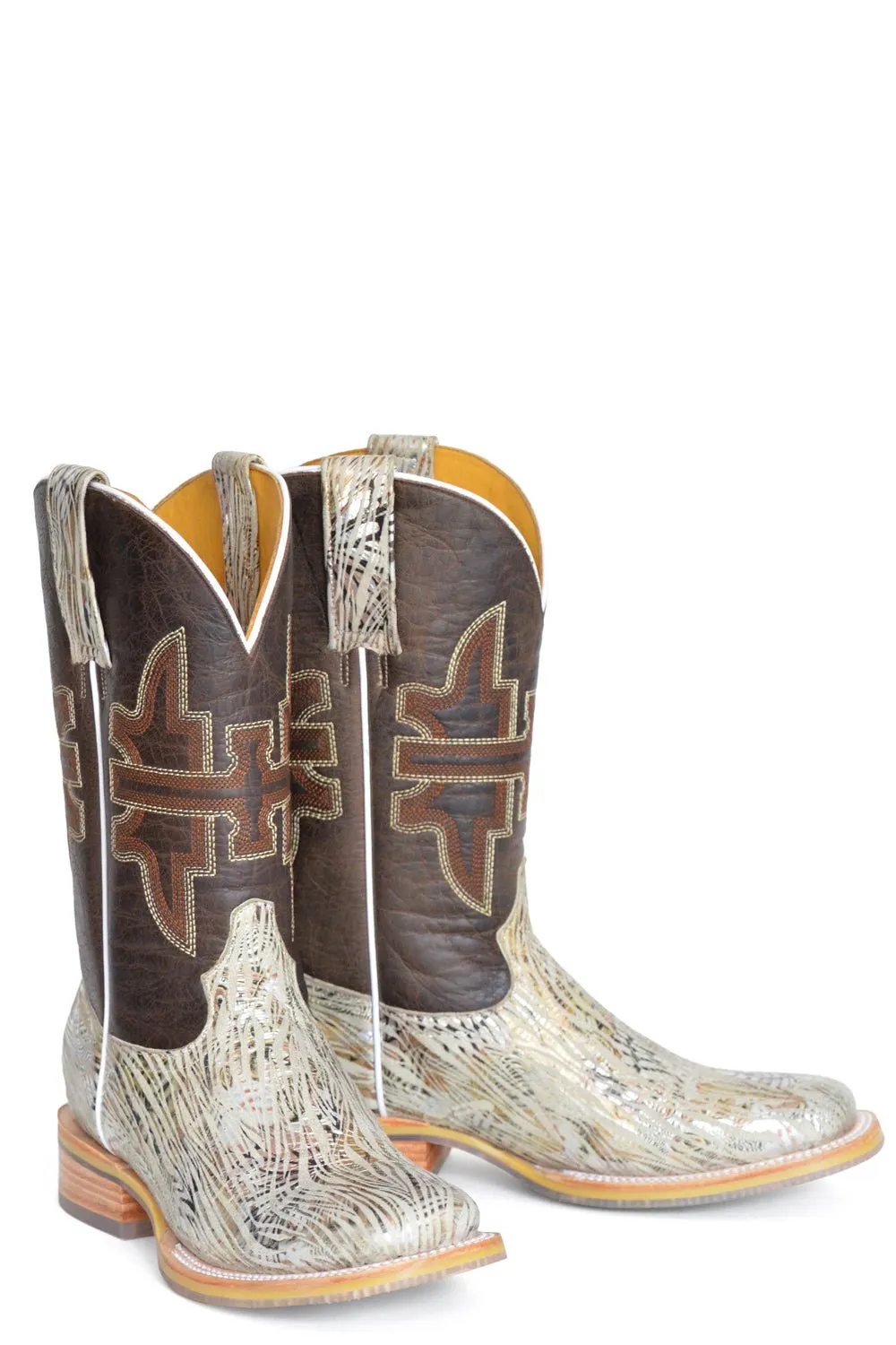 Tin Haul Womens Golden Tiger Multi-Color Leather Cowboy Boots