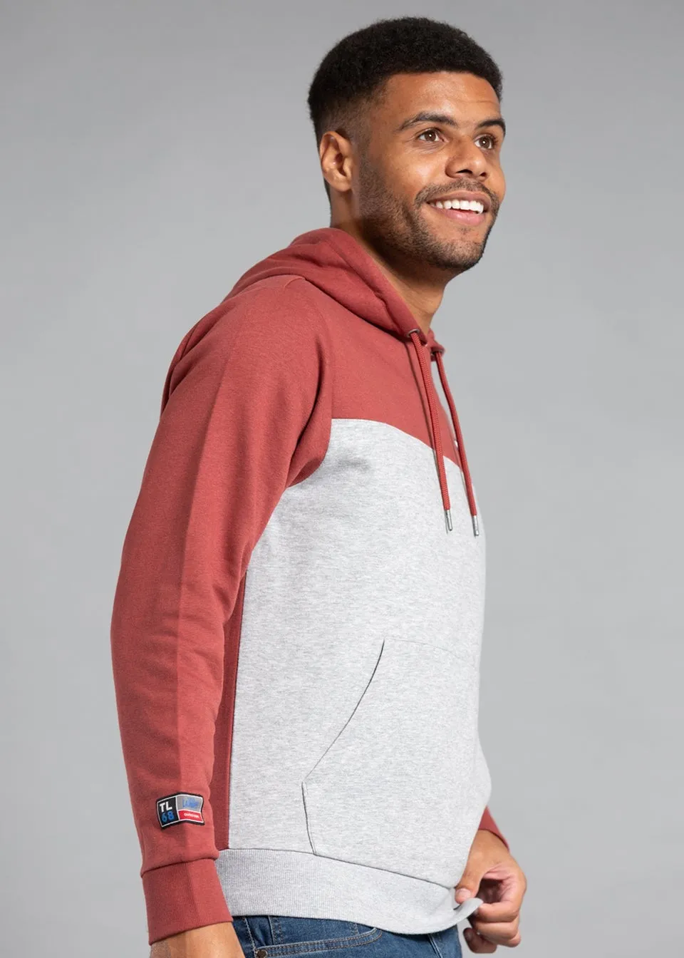 Tokyo Laundry Red Cotton Blend Colourblock Two Tone Hoody