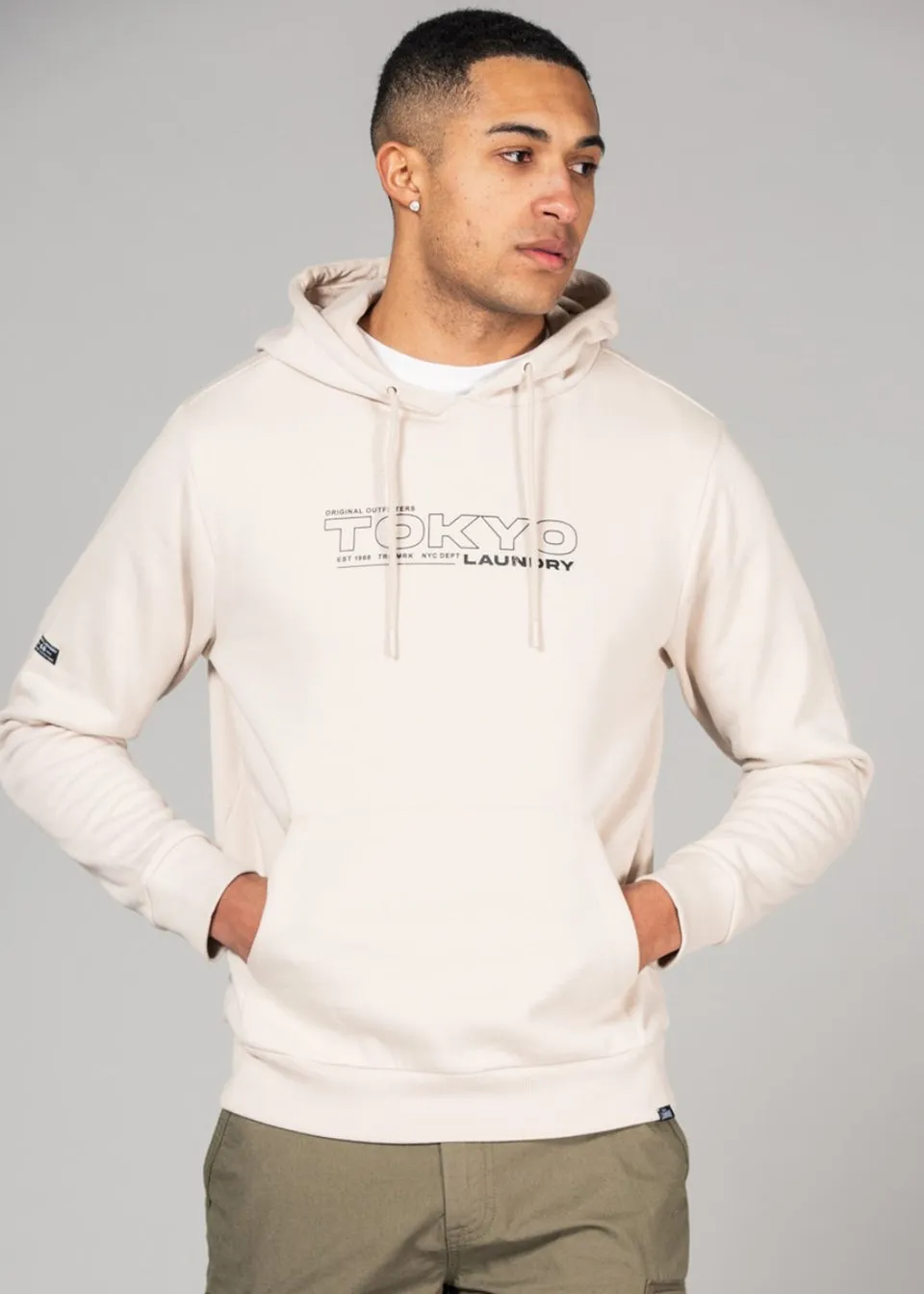 Tokyo Laundry Stone Cotton Blend Hoody with Branding Print