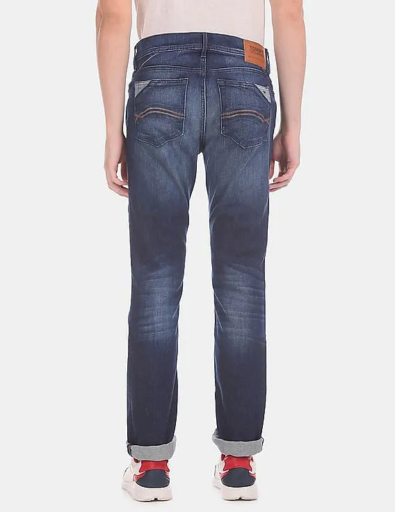 Tommy Hilfiger Men Blue Slim Fit Whiskered Jeans