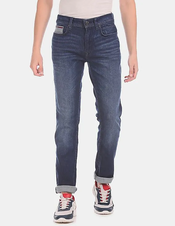 Tommy Hilfiger Men Blue Slim Fit Whiskered Jeans