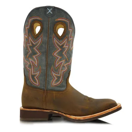 Twisted X Mens Horseman Boots- Distressed Saddle/ Denim - TCMHM0013