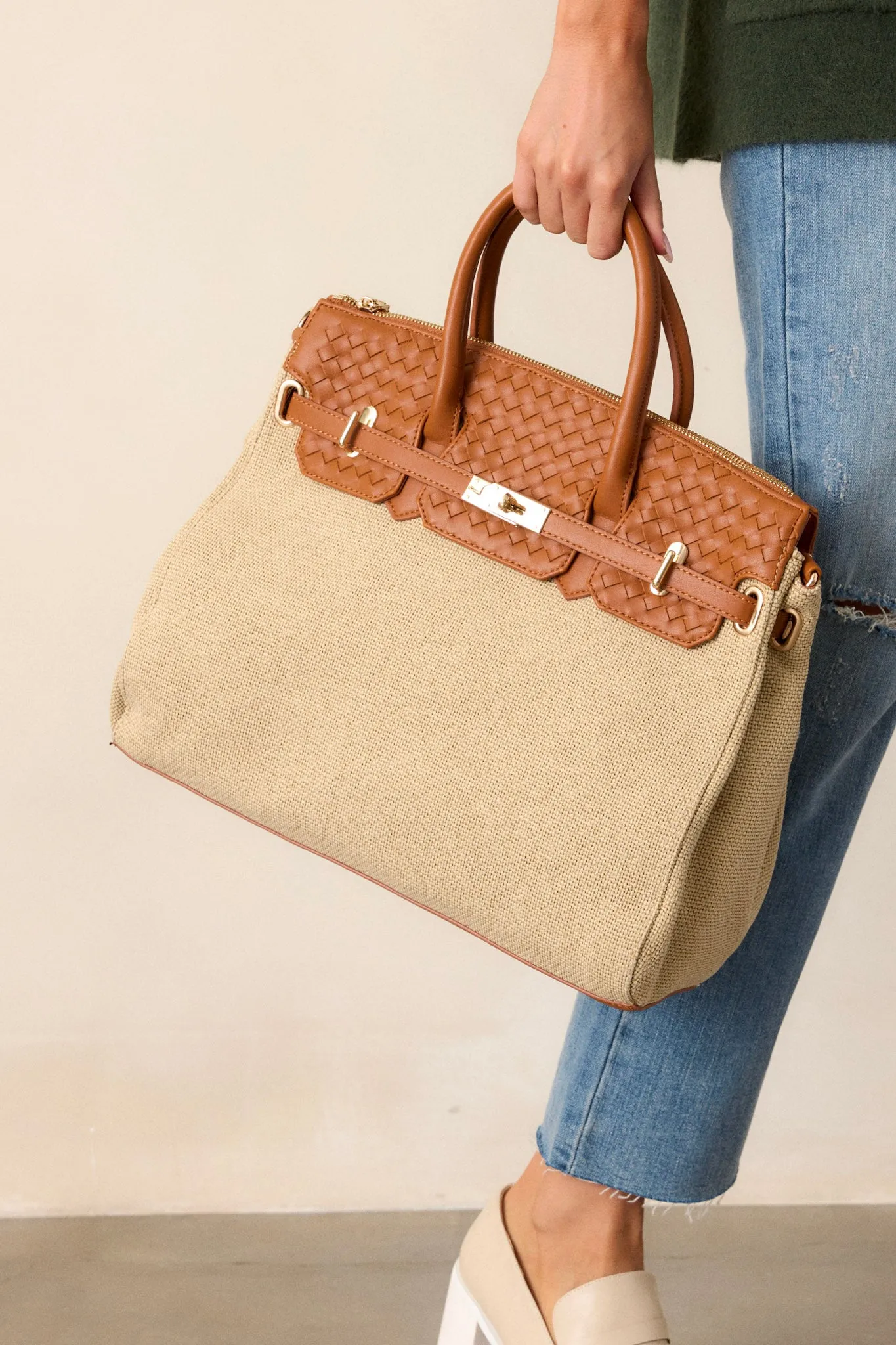 Under The Surface Tan Structured Tote Bag