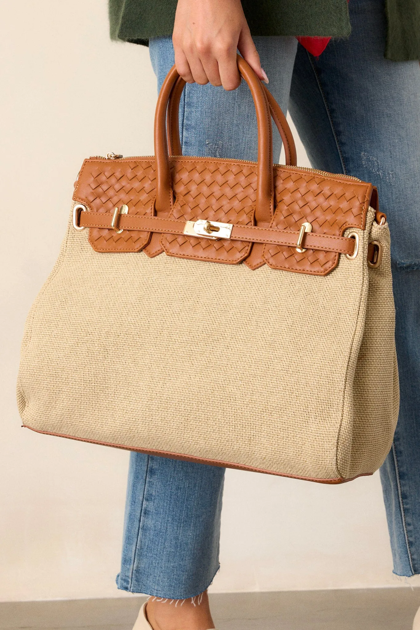 Under The Surface Tan Structured Tote Bag