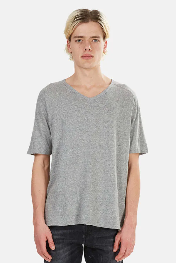 V Neck Tee - Heather Grey Melange