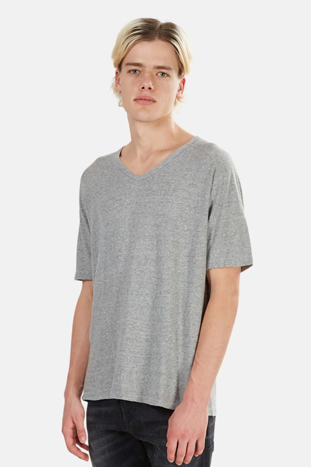 V Neck Tee - Heather Grey Melange