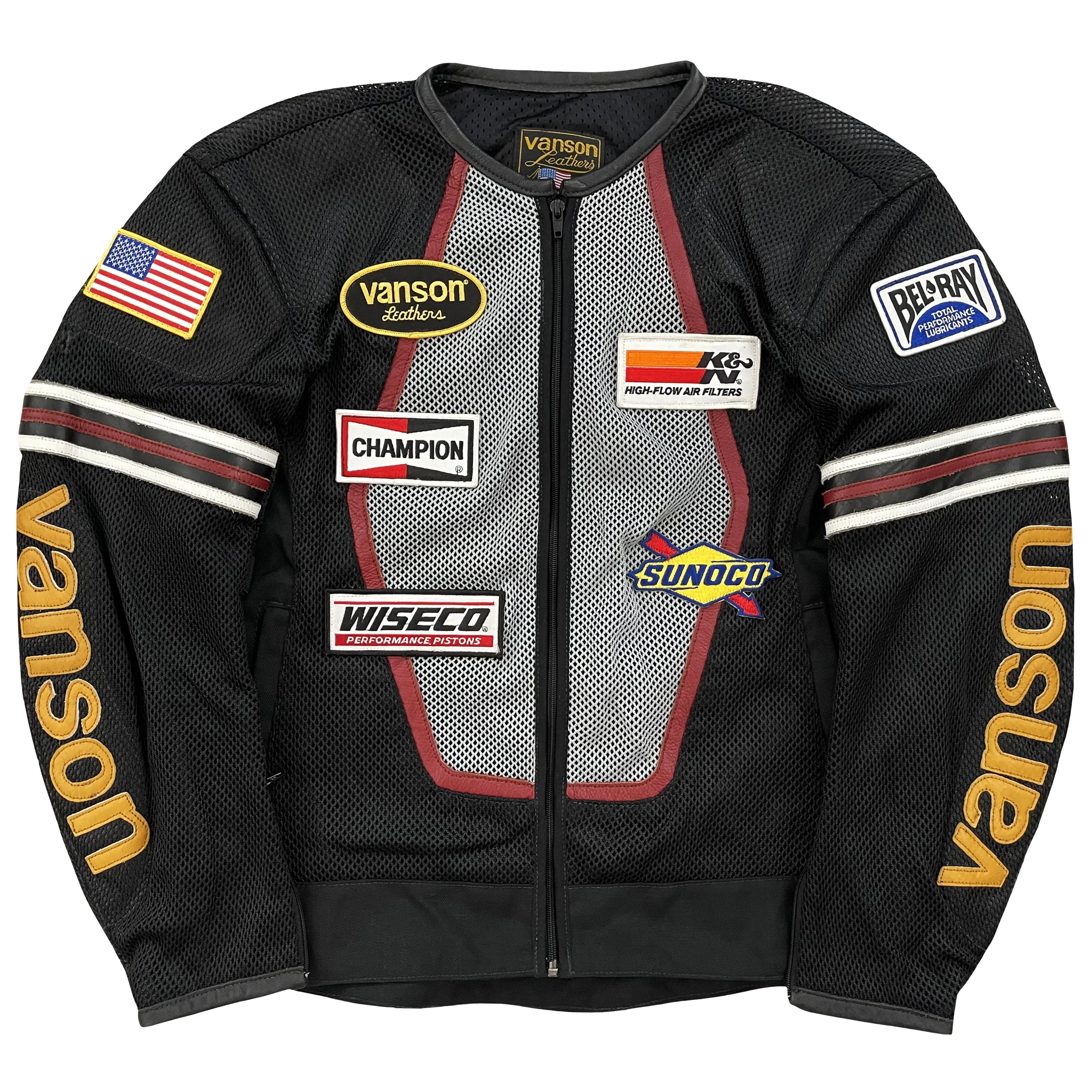 Vanson Leathers 'One Star' Mesh Motorcycle Racer Jacket - L