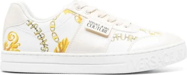 Versace Jeans Couture logo-patch round-toe sneakers White