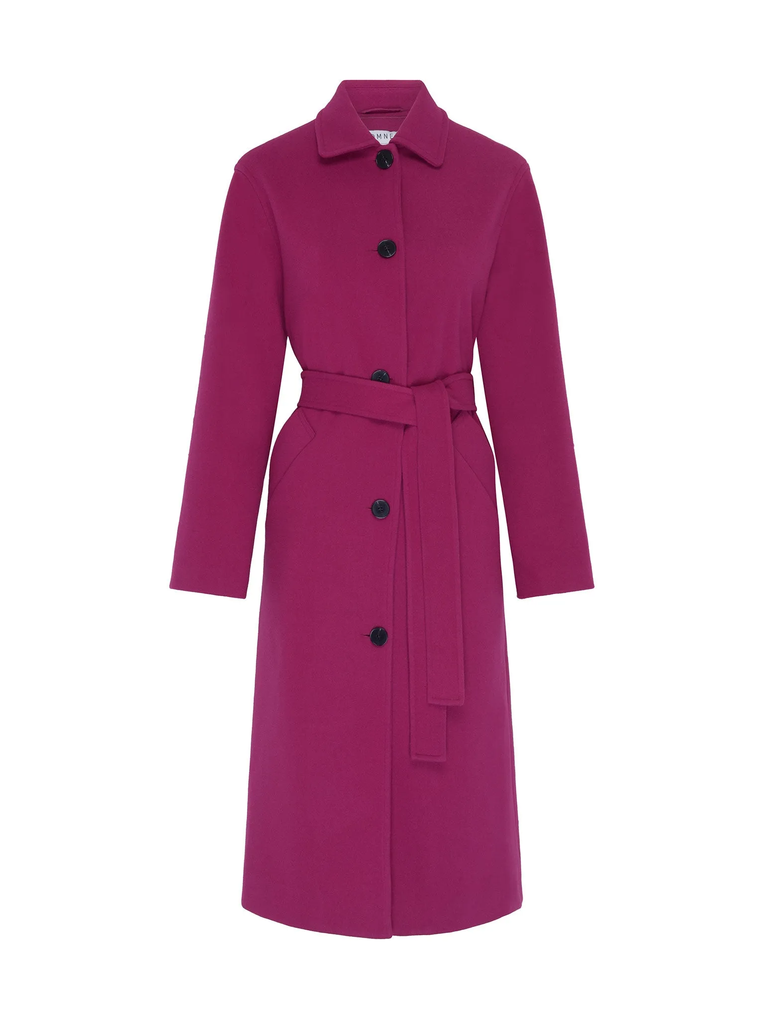 Vienna Single Breasted Belted Coat in Magenta