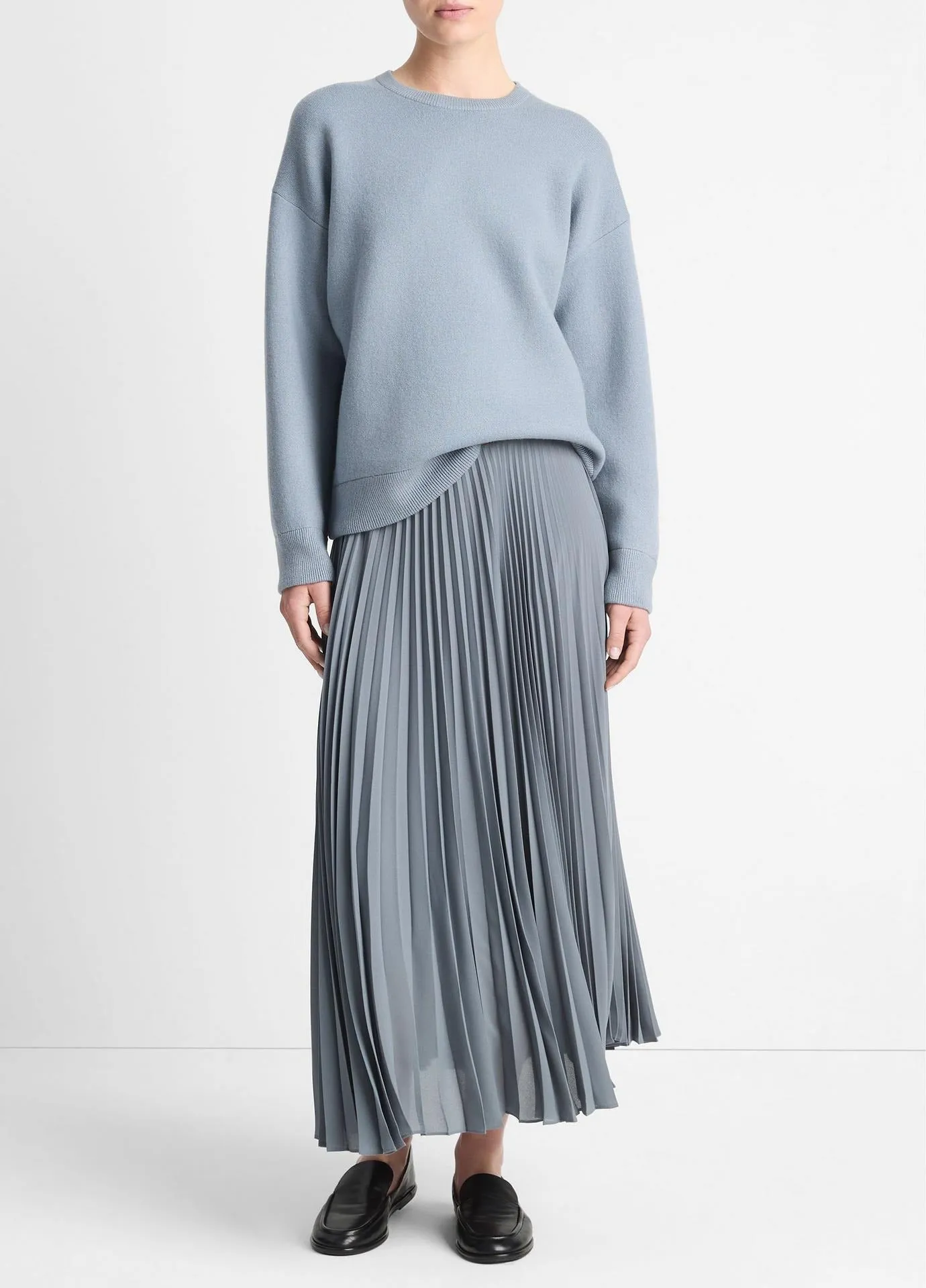 Vince Draped Pleated Skirt in Lake Stone