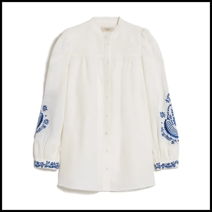 Weekend Max Mara  |Flower Patterns Casual Style Linen Street Style Long Sleeves