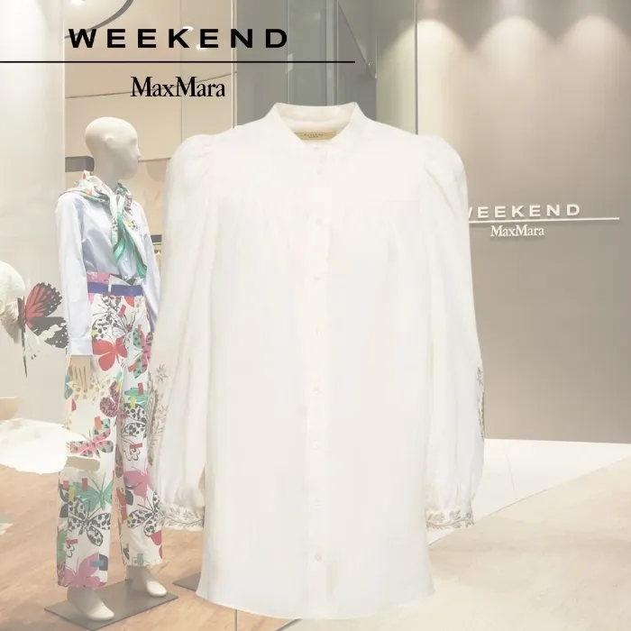 Weekend Max Mara  |Linen Elegant Style Logo Shirts & Blouses