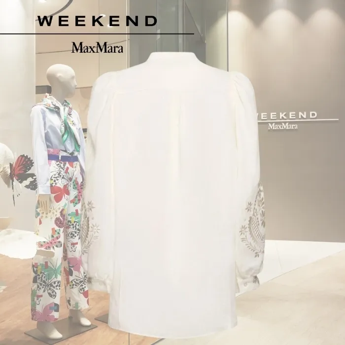 Weekend Max Mara  |Linen Elegant Style Logo Shirts & Blouses