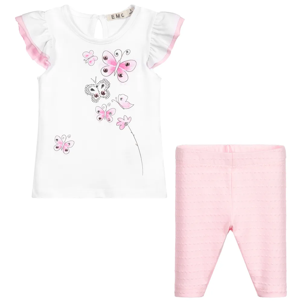 White & Pink Leggings Set