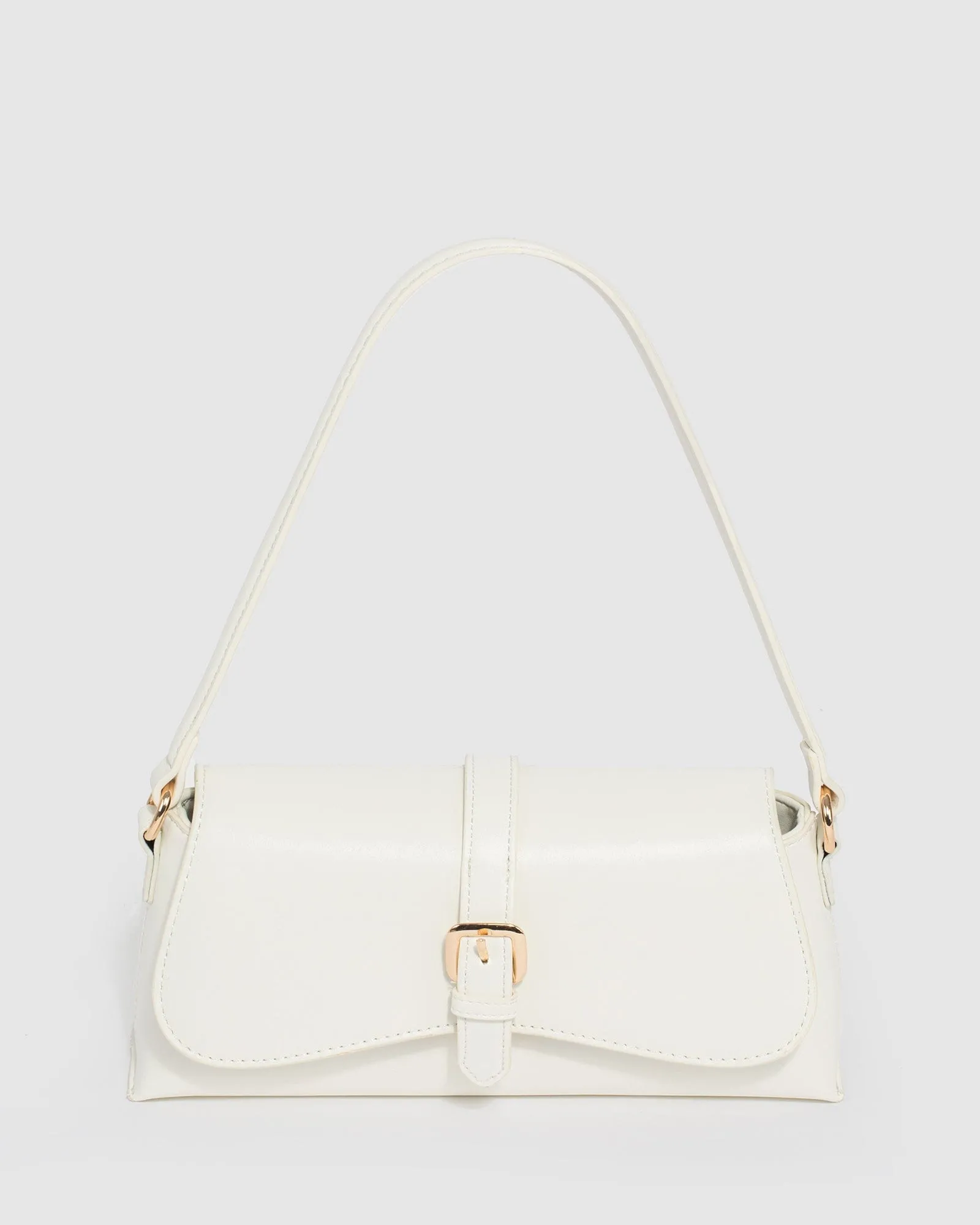 White Sasha Buckle Shoulder Bag