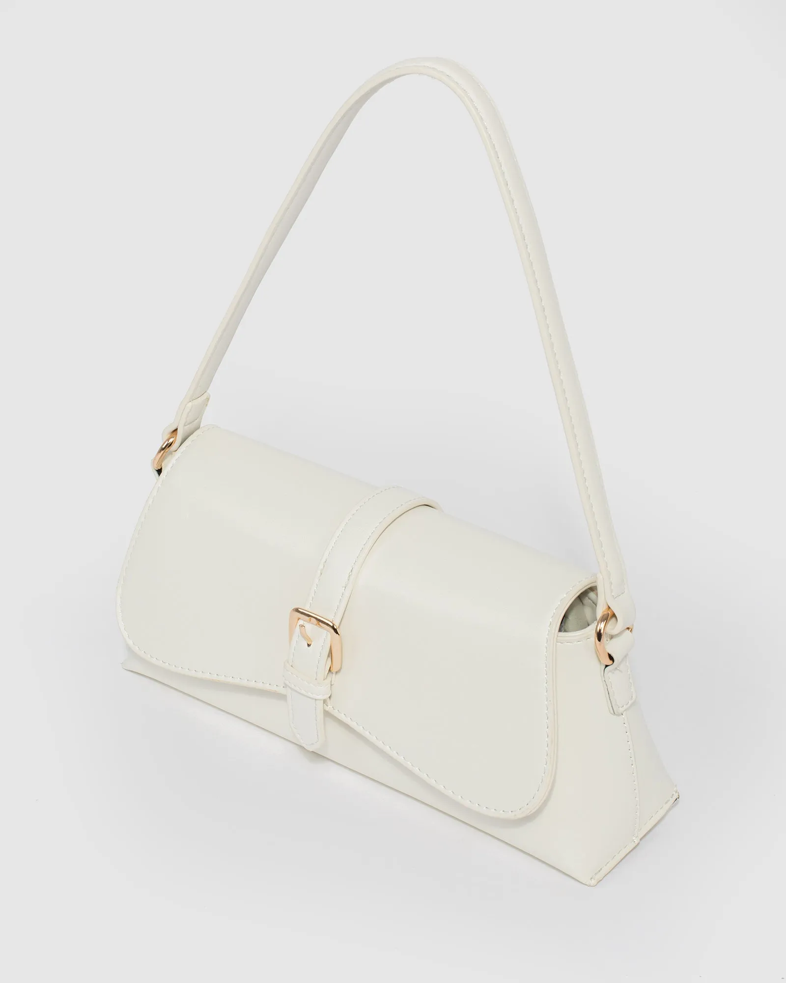 White Sasha Buckle Shoulder Bag