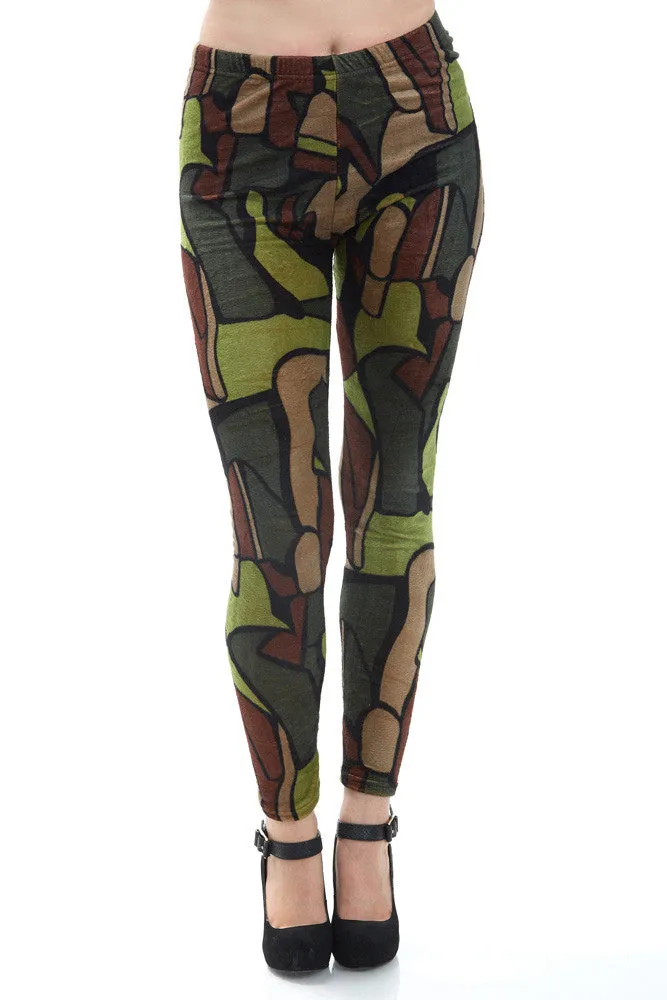 Women's Regular Dark Tone Tile Pattern Leggings