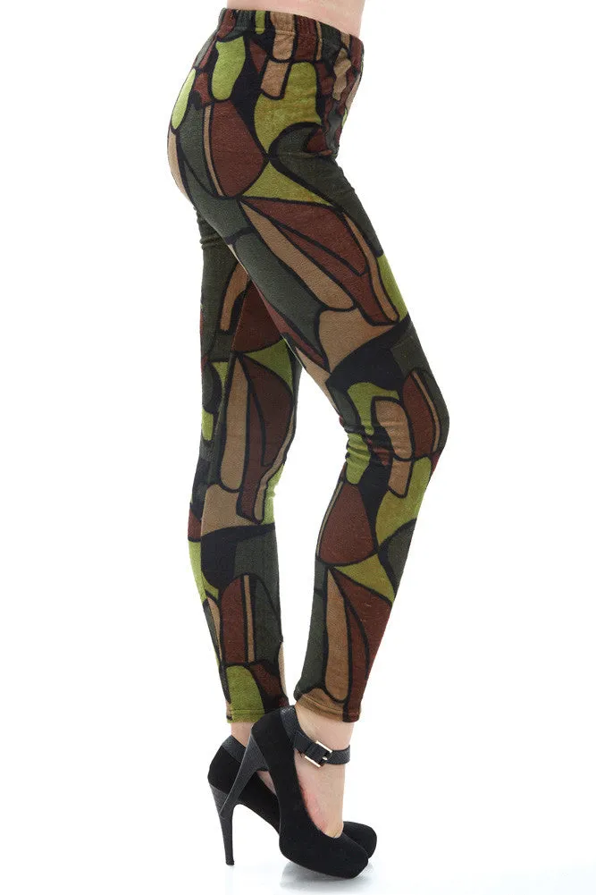 Women's Regular Dark Tone Tile Pattern Leggings