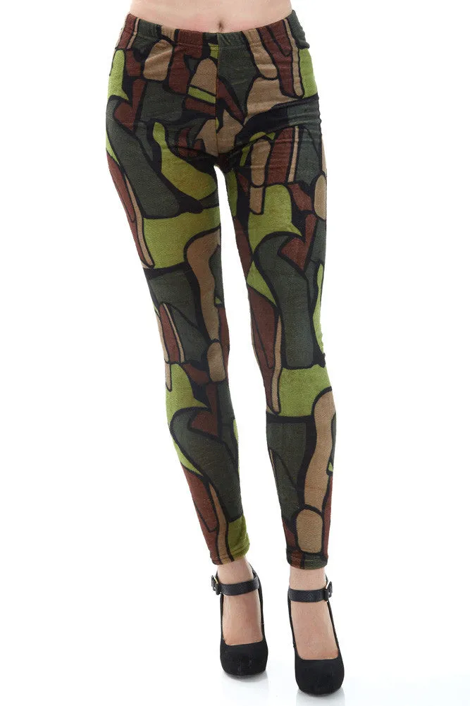 Women's Regular Dark Tone Tile Pattern Leggings