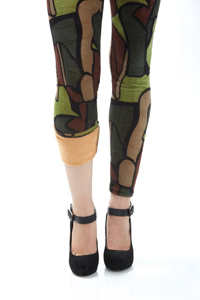 Women's Regular Dark Tone Tile Pattern Leggings