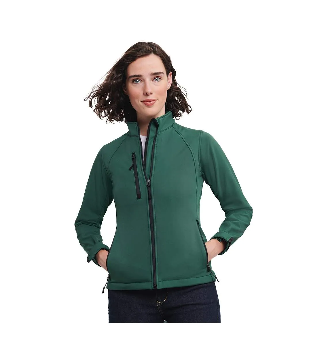 Womens/ladies 3 layer soft shell jacket bottle green Russell