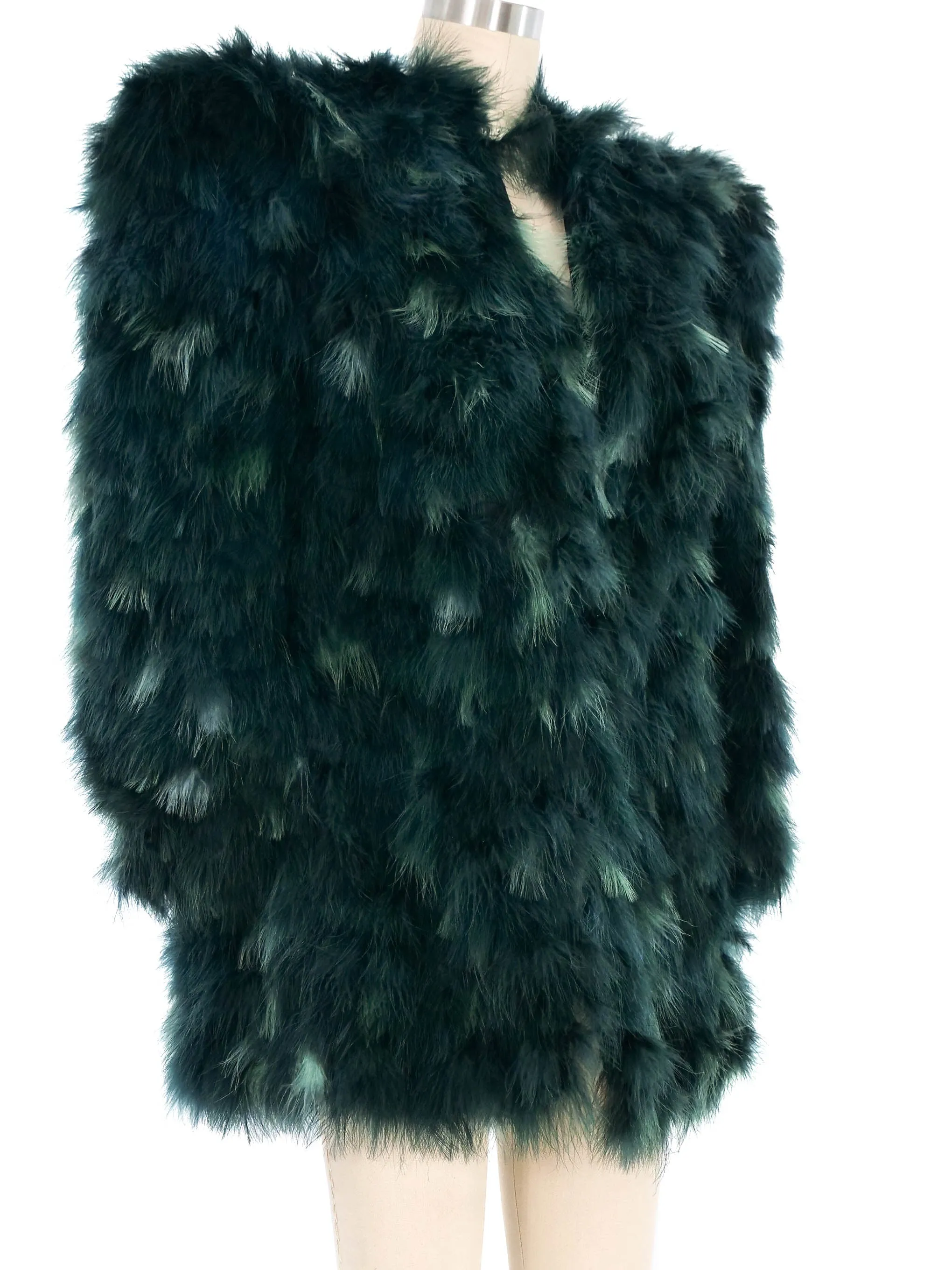 Yves Saint Laurent Green Feather Jacket