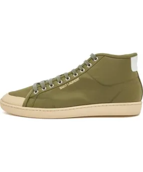 Yves Saint Laurent Men's SL-39 Mid Top Sneaker Kiwi Cake & Coffee White Sneakers