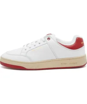 Yves Saint Laurent Men's SL/61 Low Sneaker White & Vintage Red Sneakers